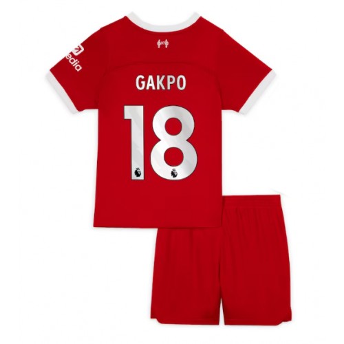 Fotballdrakt Barn Liverpool Cody Gakpo #18 Hjemmedraktsett 2023-24 Kortermet (+ Korte bukser)